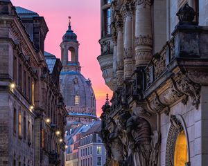 Preview wallpaper church, dresden, buildings, architecture, street, germany