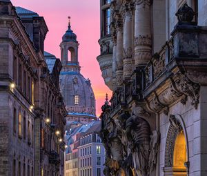 Preview wallpaper church, dresden, buildings, architecture, street, germany