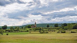 Preview wallpaper church, field, trees