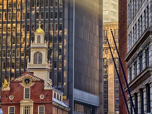 Preview wallpaper church, skyscraper, buildings, architecture