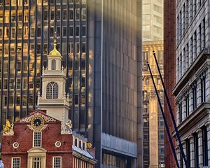 Preview wallpaper church, skyscraper, buildings, architecture