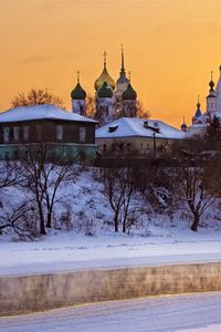 Preview wallpaper church, snow, winter, sky