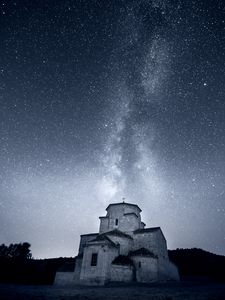 Preview wallpaper church, starry sky, night, milky way
