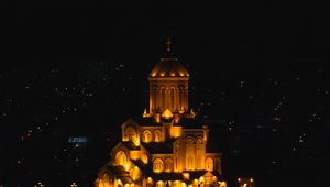 Preview wallpaper church, temple, architecture, night city, night