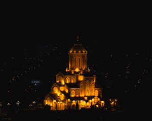 Preview wallpaper church, temple, architecture, night city, night