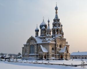 Preview wallpaper church, village, spassky church, yaroslavl region, snow, winter