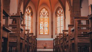 Preview wallpaper church, windows, stained glass, interior, architecture