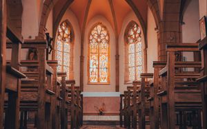 Preview wallpaper church, windows, stained glass, interior, architecture