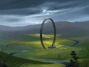 Preview wallpaper circle, architecture, river, meandering, art