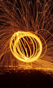 Preview wallpaper circle, freezelight, sparks, glow, night