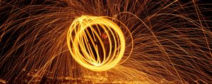 Preview wallpaper circle, freezelight, sparks, glow, night