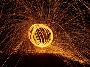 Preview wallpaper circle, freezelight, sparks, glow, night