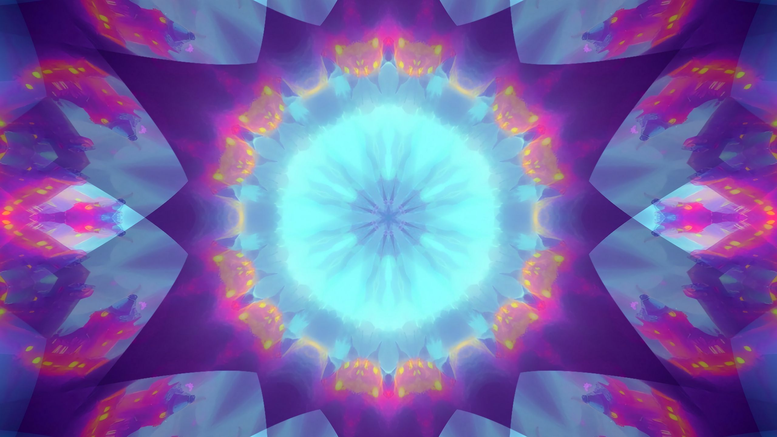 Download wallpaper 2560x1440 circle, glow, kaleidoscope, shapes ...