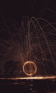 Preview wallpaper circle, light, sparks, freezelight, long exposure, abstraction