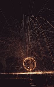 Preview wallpaper circle, light, sparks, freezelight, long exposure, abstraction