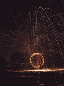 Preview wallpaper circle, light, sparks, freezelight, long exposure, abstraction