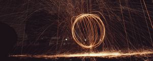 Preview wallpaper circle, light, sparks, freezelight, long exposure, abstraction