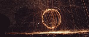 Preview wallpaper circle, light, sparks, freezelight, long exposure, abstraction