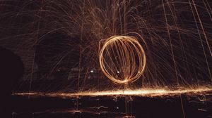 Preview wallpaper circle, light, sparks, freezelight, long exposure, abstraction