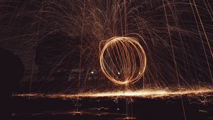 Preview wallpaper circle, light, sparks, freezelight, long exposure, abstraction