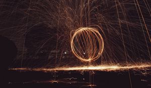 Preview wallpaper circle, light, sparks, freezelight, long exposure, abstraction