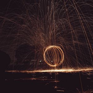 Preview wallpaper circle, light, sparks, freezelight, long exposure, abstraction