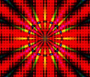 Preview wallpaper circle, rays, strokes, abstraction, bright, red