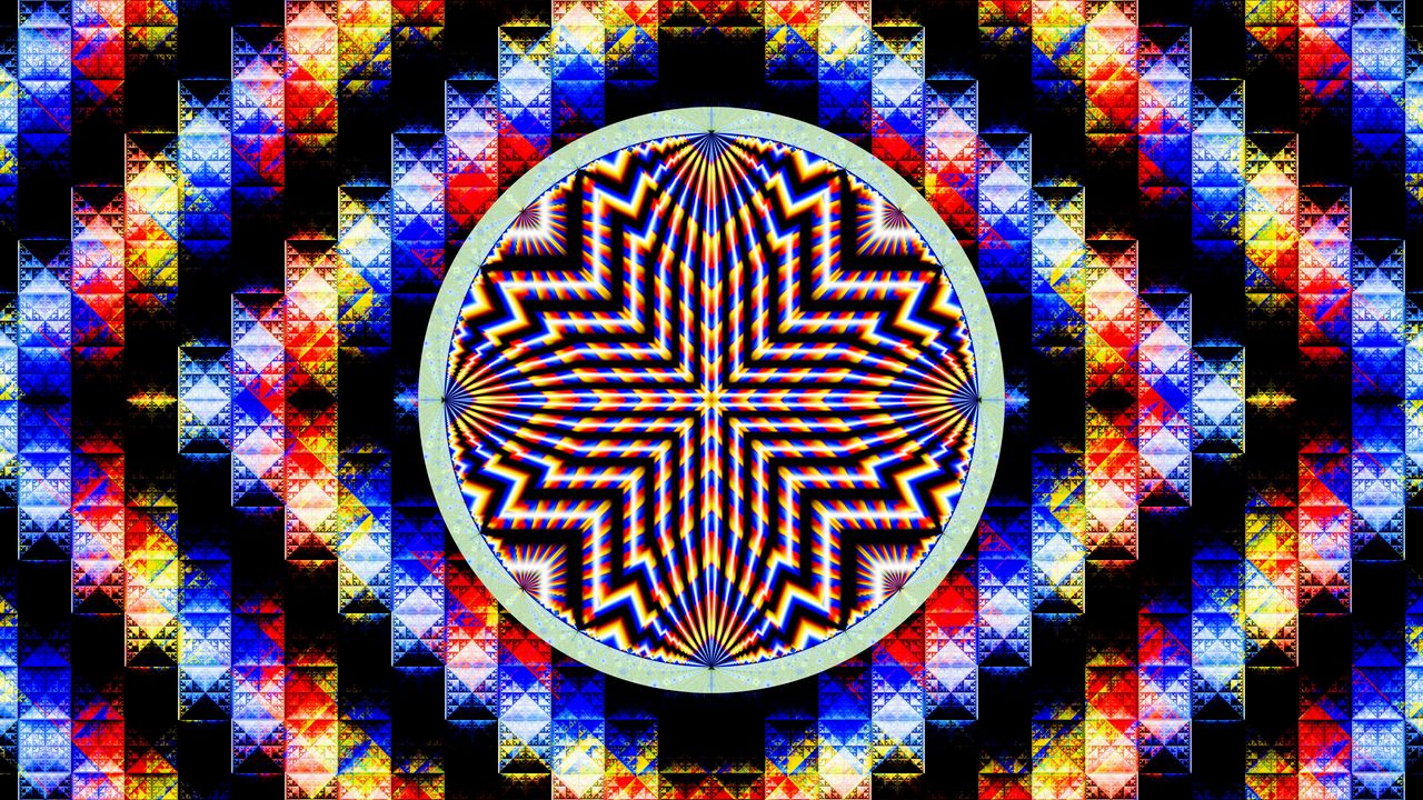 Wallpaper circle, rhombuses, pattern, abstraction, motley