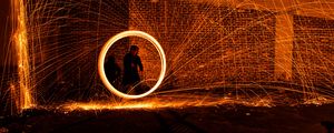 Preview wallpaper circle, sparks, glow, dark