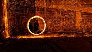 Preview wallpaper circle, sparks, glow, dark