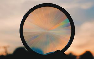 Preview wallpaper circle, sunset, rainbow, shape, dark