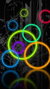 Preview wallpaper circles, black, colorful, bright