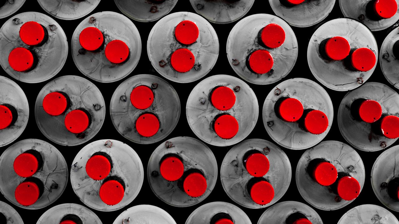 Wallpaper circles, buttons, metal, texture, red, gray