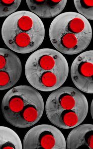 Preview wallpaper circles, buttons, metal, texture, red, gray