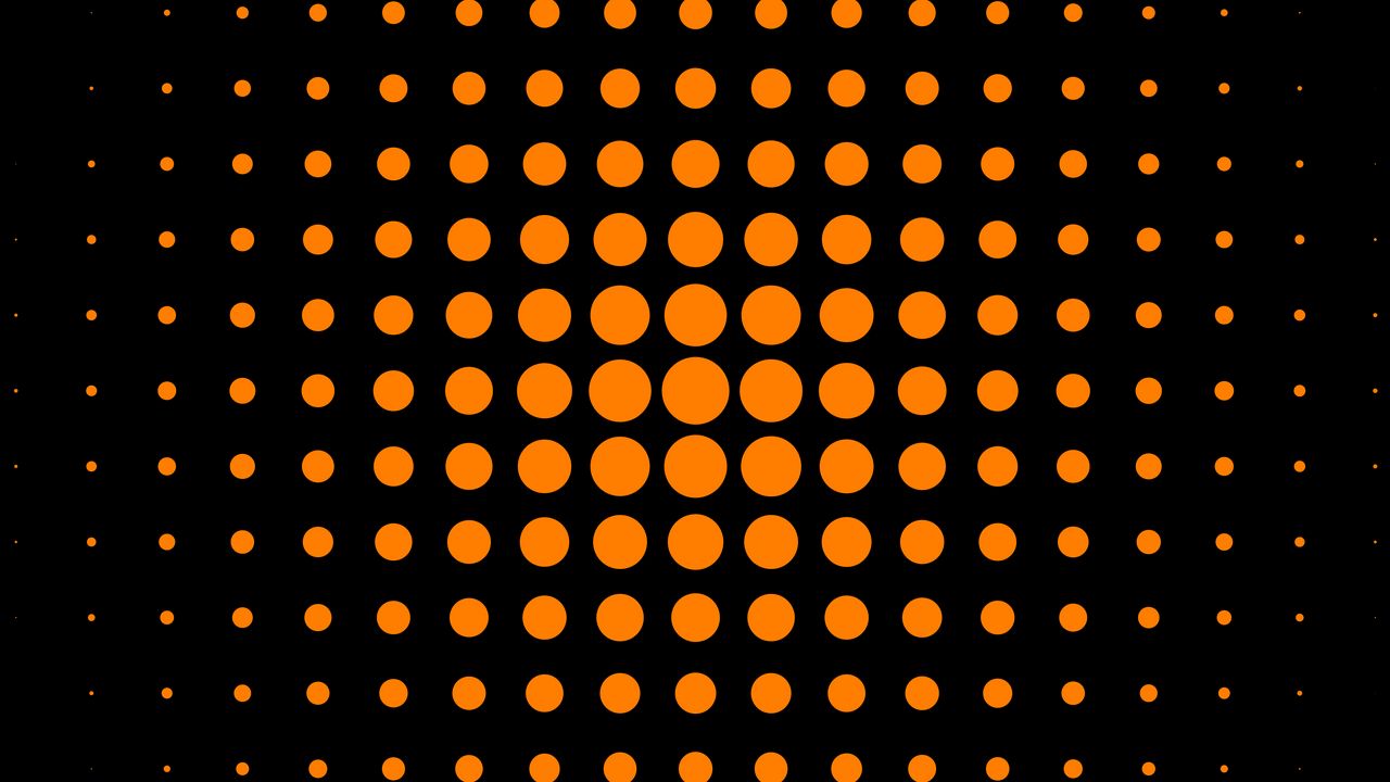 Wallpaper circles, dots, abstraction, orange, black