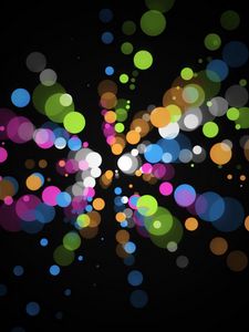 Preview wallpaper circles, flashing, colorful, brush, black background