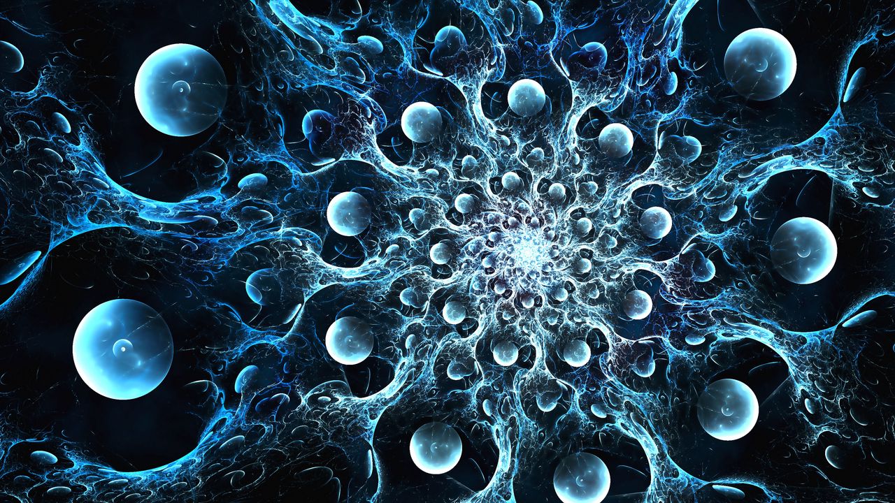Wallpaper circles, fractal, abstraction, blue