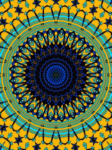 Preview wallpaper circles, fractal, mandala, blue, yellow, abstraction