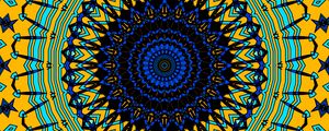 Preview wallpaper circles, fractal, mandala, blue, yellow, abstraction