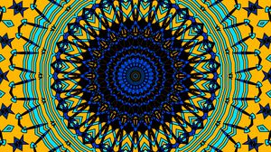 Preview wallpaper circles, fractal, mandala, blue, yellow, abstraction