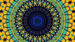 Preview wallpaper circles, fractal, mandala, blue, yellow, abstraction