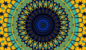 Preview wallpaper circles, fractal, mandala, blue, yellow, abstraction