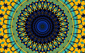 Preview wallpaper circles, fractal, mandala, blue, yellow, abstraction