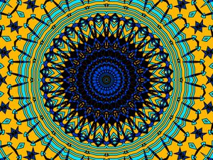 Preview wallpaper circles, fractal, mandala, blue, yellow, abstraction