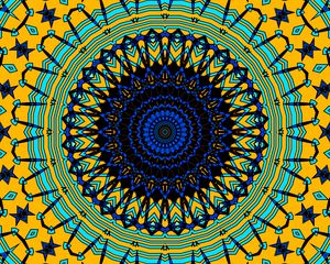 Preview wallpaper circles, fractal, mandala, blue, yellow, abstraction