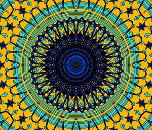 Preview wallpaper circles, fractal, mandala, blue, yellow, abstraction