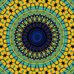 Preview wallpaper circles, fractal, mandala, blue, yellow, abstraction