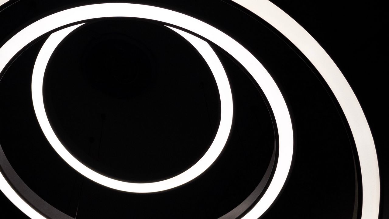 Wallpaper circles, lamp, lighting, bw, dark hd, picture, image