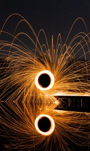 Preview wallpaper circles, light, freezelight, sparks, reflection, night