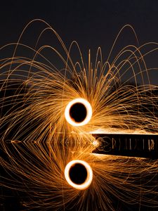 Preview wallpaper circles, light, freezelight, sparks, reflection, night